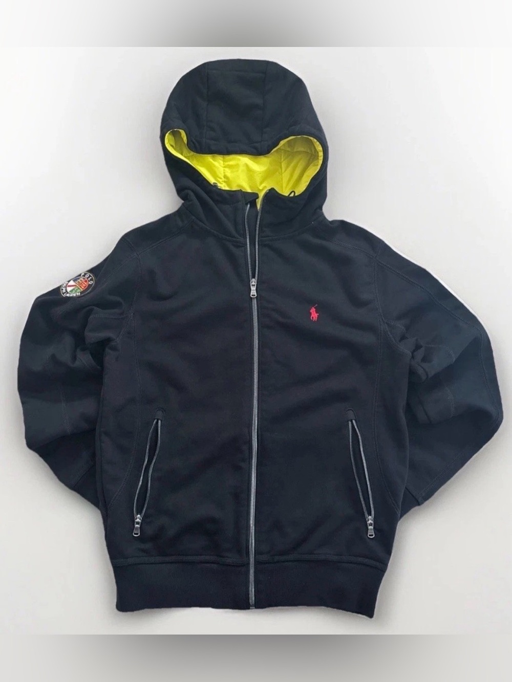 Polo Ralph Lauren Full Zip Hooded Sweater Jacket Cookie Crest Patch Size Small